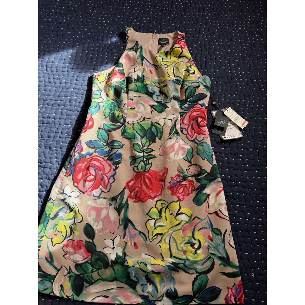 NWT Adrianna Papell Stained Glass Floral Faille Sleeveless Dress Cocktail - Picture 4 of 10
